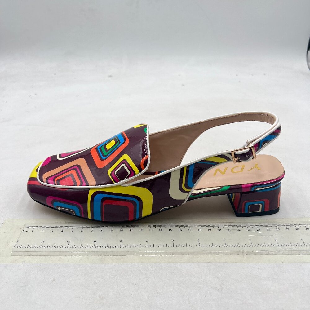 Ydn Colorful-Square Square Toe Block Low Heels Sl… - image 2